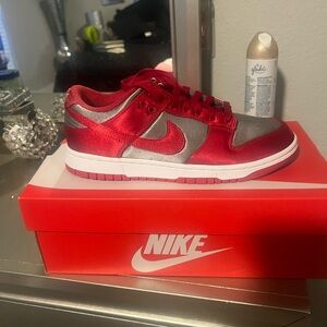 Red and Gray satin shoes never worn